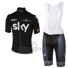 Sky Cycling Jersey Bib Short 2017 Short Sleeve Deep Black