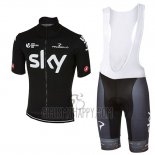 Sky Cycling Jersey Bib Short 2017 Short Sleeve Deep Black