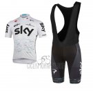 Sky Cycling Jersey Bib Short 2017 Short Sleeve White