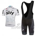 Sky Cycling Jersey Bib Short 2017 Short Sleeve White