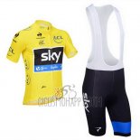 Sky Lider Cycling Jersey Bib Short 2013 Men Short Sleeve Yellow and Black