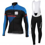 Sportful Cycling Jersey Bib Tight 2016 Men Long Sleeve Black and Blue