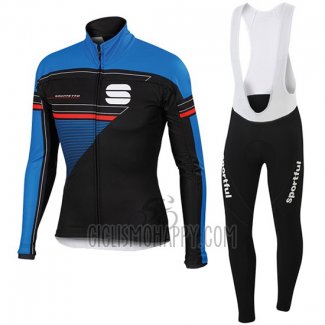Sportful Cycling Jersey Bib Tight 2016 Men Long Sleeve Black and Blue