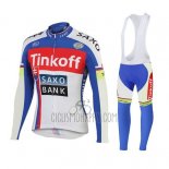 Tinkoff Saxo Bank Cycling Jersey Bib Tight 2018 Long Sleeve Red Blue