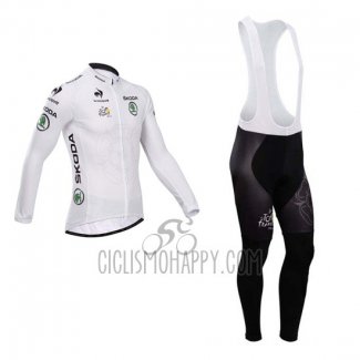 Tour de France Cycling Jersey Bib Tight 2014 Men Long Sleeve White