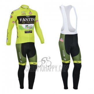 Vini Fantini Cycling Jersey Bib Tight 2013 Men Long Sleeve Green and Black