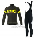 ALE Cycling Jersey Bib Tight 2017 Men Long Sleeve Black and Yellow