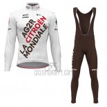 Ag2r Citroen Team Cycling Jersey Bib Tight 2023 Long Sleeve White Marron
