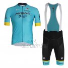 Astana Cycling Jersey Bib Short 2020 Short Sleeve Yellow Blue