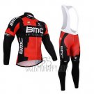 BMC Cycling Jersey Bib Tight 2015 Long Sleeve Black and Red