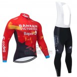Bahrain Victorious Cycling Jersey Bib Tight 2021 Long Sleeve Red