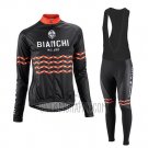 Bianchi Cycling Jersey Bib Tight 2016 Women Long Sleeve Black and Orange