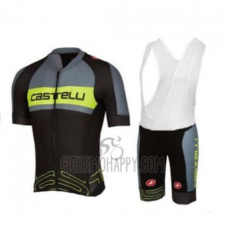 Castelli Cycling Jersey Bib Short 2017 Men Short Sleeve Green and Black