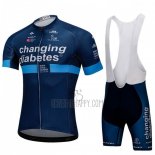 Changing Diabetes Cycling Jersey Bib Short 2018 Men Short Sleeve Blue