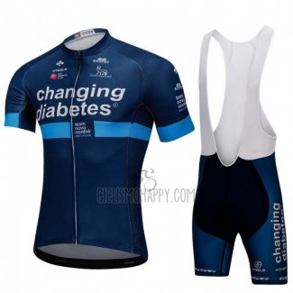 Changing Diabetes Cycling Jersey Bib Short 2018 Men Short Sleeve Blue