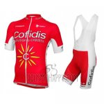 Cofidis Cycling Jersey Bib Short 2016 Short Sleeve Red and White
