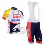 Lotto Belisol Cycling Jersey Bib Short 2013 Short Sleeve Purple and White