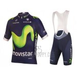 Movistar Cycling Jersey Bib Short 2016 Short Sleeve Green and Blue