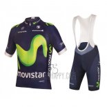 Movistar Cycling Jersey Bib Short 2016 Short Sleeve Green and Blue