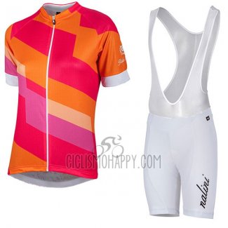 Nalini Stripe Cycling Jersey Bib Short 2017 Women Short Sleeve Red and Orange