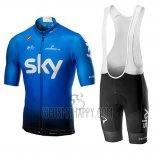 Sky Cycling Jersey Bib Short 2019 Short Sleeve Blue