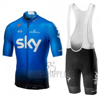 Sky Cycling Jersey Bib Short 2019 Short Sleeve Blue