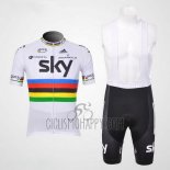 Sky UCI Mondo Campione Cycling Jersey Bib Short 2012 Men Short Sleeve Rosso and White