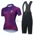 Steep Cycling Jersey Bib Short 2023 Women Short Sleeve Purple Black