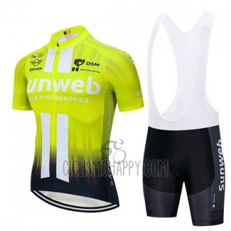 Sunweb Cycling Jersey Bib Short 2019 Short Sleeve Yellow White