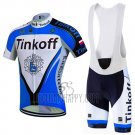 Tinkoff Cycling Jersey Bib Short 2016 Short Sleeve Blue and Black