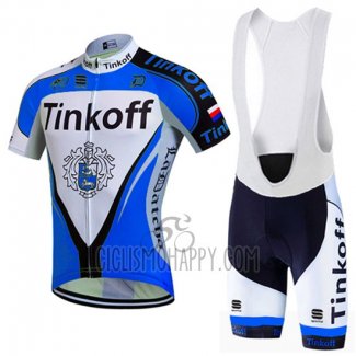 Tinkoff Cycling Jersey Bib Short 2016 Short Sleeve Blue and Black