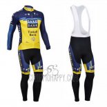 Tinkoff Saxo Bank Cycling Jersey Bib Tight 2013 Long Sleeve Blue and Yellow