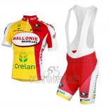 Wallonie Bruxelles Cycling Jersey Bib Short 2013 Men Short Sleeve Yellow and Red