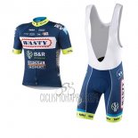 Wanty Groupe Cycling Jersey Bib Short 2017 Short Sleeve Gobert Blue