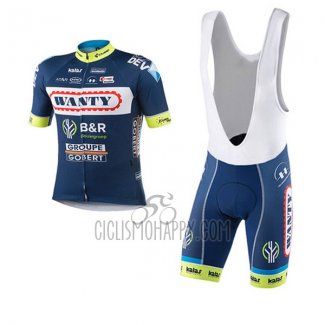 Wanty Groupe Cycling Jersey Bib Short 2017 Short Sleeve Gobert Blue