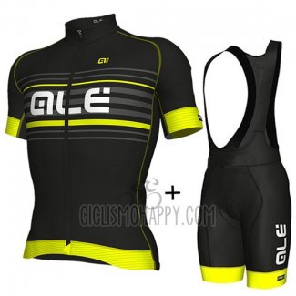 ALE Cycling Jersey Bib Short 2018 Men Short Sleeve Black and Yellow