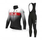 ALE Cycling Jersey Bib Tight 2020 Men Long Sleeve White Black