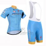 Astana Cycling Jersey Bib Short 2015 Short Sleeve Light Blue