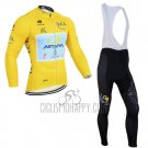 Astana Lider Cycling Jersey Bib Tight 2014 Men Long Sleeve Yellow