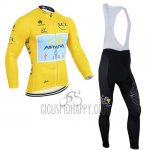 Astana Lider Cycling Jersey Bib Tight 2014 Men Long Sleeve Yellow