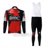 BMC Cycling Jersey Bib Tight 2017 Long Sleeve Red and White