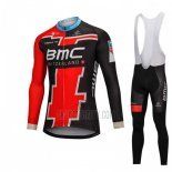 BMC Cycling Jersey Bib Tight 2018 Long Sleeve Black and Red