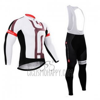 Castelli Cycling Jersey Bib Tight 2015 Men Long Sleeve White Fuchsia