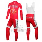 Cofidis Cycling Jersey Bib Tight 2016 Long Sleeve White and Red