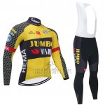 Jumbo Visma Cycling Jersey Bib Tight 2021 Long Sleeve Yellow Black