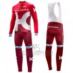 Katusha Alpecin Cycling Jersey Bib Tight 2016 Long Sleeve White and Red