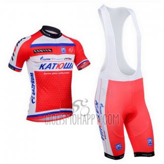 Katusha Cycling Jersey Bib Short 2013 Short Sleeve White and Red