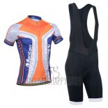 Monton Cycling Jersey Bib Short 2014 Men Short Sleeve Blue and Orange