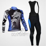 Monton Cycling Jersey Bib Tight 2014 Men Long Sleeve Black and Blue