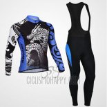 Monton Cycling Jersey Bib Tight 2014 Men Long Sleeve Black and Blue